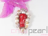wholesale red and white coral pendant