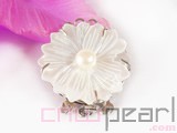 white flower shape shell clasp with freshwater pearl