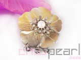 black and yellow flower shape shell clasp with pearl