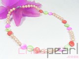 wholesale pink 7-8mm potato shape freshwater pearl necklace
