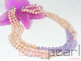 7-8mm potato shape freshwater pearl necklace with crystal beads