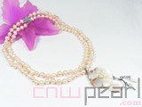 7-8mm freshwater pearl necklace with pink shells