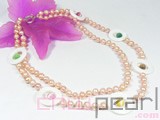 7-8mm freshwater pearl necklace with gemstones and shells