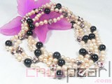 7-8mm pink freshwater pearl necklace with agates