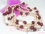 7-8mm pink freshwater pearl necklace with jades and agates