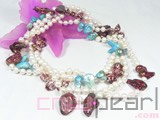 white 7-8mm freshwater pearl necklace with beads