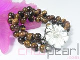three rows 8mm tiger eye stone bracelet