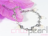 6-7mm white and pink rice shape freshwater pearl bracelet