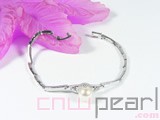 8-8.5mm white bread shape freshwater pearl bracelet