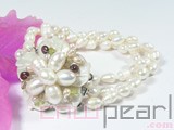 6-7mm twisted white rice shape bead bracelet
