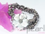 7-8mm three rows twisted coffee nugget bracelet