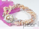 4-5mm three rows twisted multicolor potato bracelet
