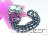 8-9mm three rows black potato freshwater pearl bracelet