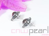 15*20mm black freshwater pearl earrings wholesale