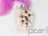 white regeneration freshwater pearl pendant with garnet