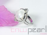 natural white freshwater pearl ring wholesale