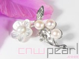 8-8.5mm white flower shape freshwater pearl brooch wholesale