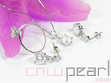 pure white sterling silver plated rhodium set