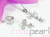 windmill shape sterling silver plated rhodium set