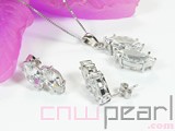 white sterling silver plated rhodium set