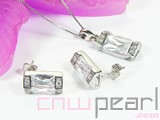 ball shape sterling silver plated rhodium set