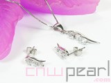 tail shape sterling silver plated rhodium set