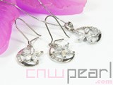 moon shape sterling silver plated rhodium set