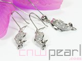 fish shape sterling silver plated rhodium set