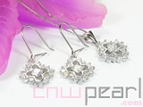 flower shape sterling silver plated rhodium set