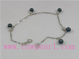 5.5-6mm black akoya pearl bracelet in tin cup style