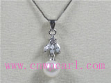 7.5-8mm akoya pearl pendant with zircon beads wholesale
