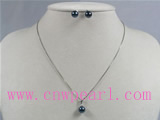 7.5-8mm black round akoya pearl necklace set wholesale