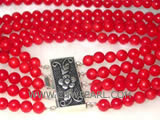 5 rows 7" 4mm red round natural coral bracelet