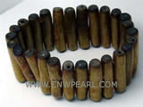 7" 30mm coffee column shape natural coral bracelet