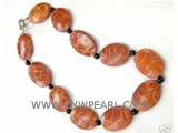 7" 25-35mm coffee elliptical natural coral bracelet