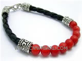 7" 6mm red round natural coral tibet silver clasp