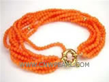 wholesale 8 rows 7" 3-4mm pink round natural coral bracelet