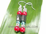 5-6mm red magnet_coral earrings decorated with crystal