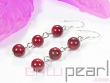1.5" 6mm red coral earrings wholesale