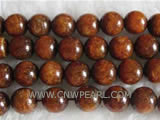 16" 12mm coffee round gold coral natural loose coral beads