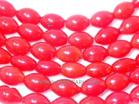 16" 15-20mm red elliptical natural loose coral beads