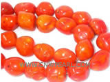 16" 12-15mm red irregular natural loose coral beads