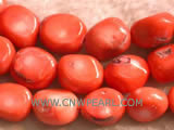 16" 12-14mm red irregular natural loose coral beads