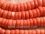 wholesale 16" 15mm red flat loose coral beads