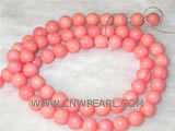 16" 9mm pink round natural loose coral beads