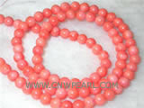 16" 8mm pink round natural loose coral beads