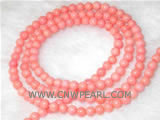 16" 7mm pink round natural loose coral beads
