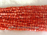 16" 6-7mm red flat natural loose coral strand