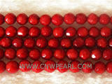 16" 4-5mm carmine face natural loose coral strand