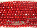 6" 3-4mm red face natural loose coral strand